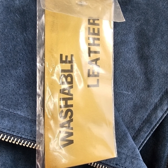 Suede moto biker jacket teal blue lined full zip nwt - Picture 11 of 11